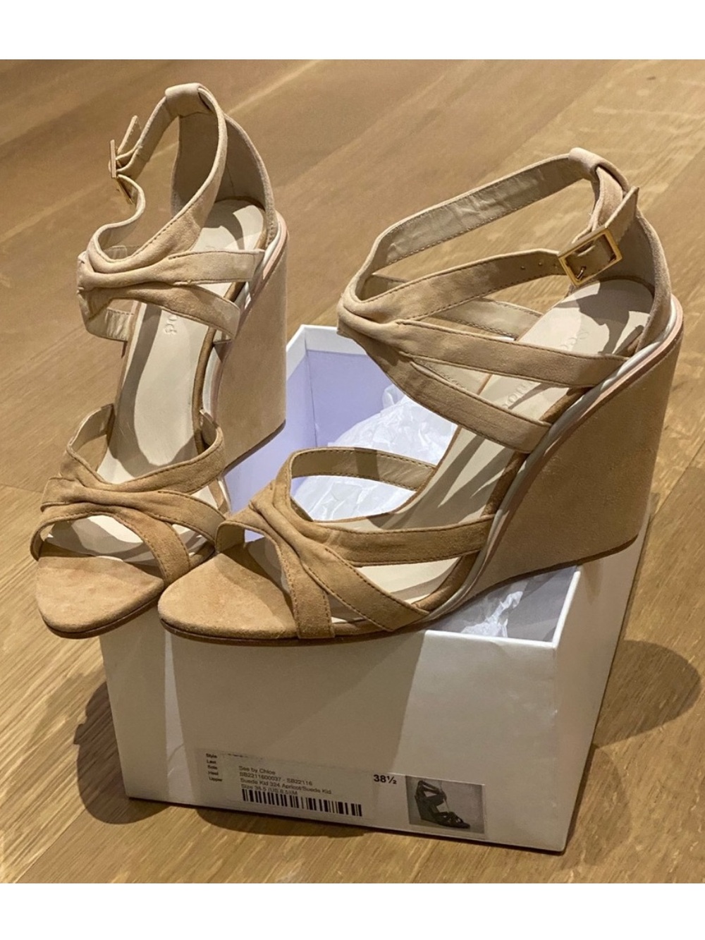 NEW See By Chloe Suede Strappy Wedge Sandals